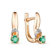 Серьги из красного золота Golden Eagle 23817-101, бриллиант/изумруд