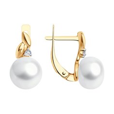 Серьги из серебра Diamant 93-320-02680-1, фианит/жемчуг культивированный