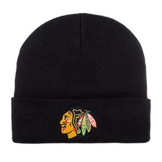 Шапка бини AMERICAN NEEDLE 21019A-CBH Chicago Blackhawks Cuffed Knit NHL черная, one size