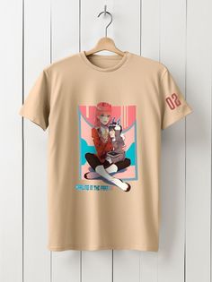 Футболка унисекс HYPNOTICA Аниме the DARLING in the FRANXX - 191 бежевая XL