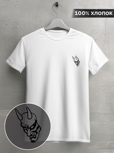 Футболка мужская HYPNOTICA эстетика Маска демона - 12645 белая M