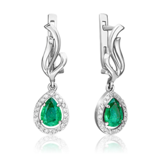 Серьги подвески из золота PLATINA jewelry 02-0182-00-106-1120-30, изумруд