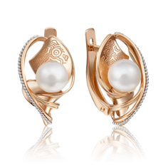 Серьги из золота PLATINA jewelry 02-4164, жемчуг культивированный