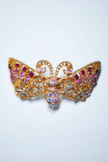 Заколка-автомат женская Fashion Jewelry Color Butterfly золотой/красный микс