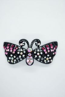 Заколка-автомат женская Fashion Jewelry Color Butterfly черный/красный микс