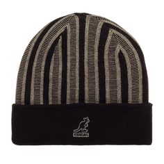 Шапка бини мужская Kangol K3524 Rib Stripe Rev Beanie черная/серая, one size