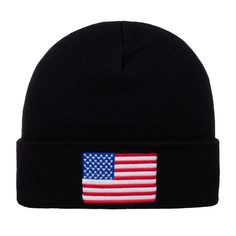 Шапка бини унисекс AMERICAN NEEDLE 21019A-USA United States Cuffed Knit черная, one size