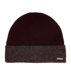 Шапка бини женская Seeberger 70469-0 TURN-UP BEANIE бордовая / серая, one size