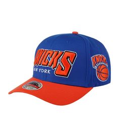 Бейсболка унисекс MITCHELL NESS HHSS4781-NYKYYPPPBLUE New York Knicks MLB синяя/оранжевая Mitchell&Ness