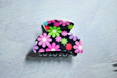 Заколка-краб женская Fashion Jewelry Flowers черная, 1 шт