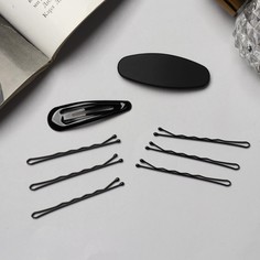 Заколка клик-клак и невидимка NoBrand 9732102-6p черная, 10 шт