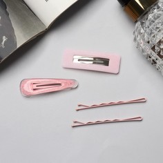 Заколка клик-клак и резинка NoBrand 9732100-6p розовая, 4 шт