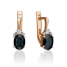 Серьги из золота PLATINA jewelry 02-0269, сапфир/бриллиант