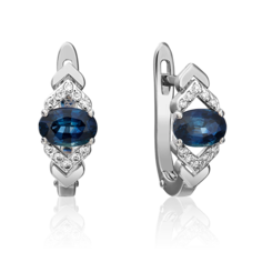 Серьги из золота PLATINA jewelry 02-0704, сапфир/бриллиант