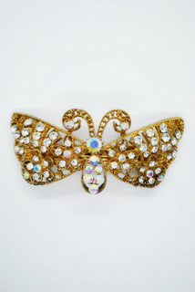 Заколка-автомат женская Fashion Jewelry Color Butterfly золотой/белый микс