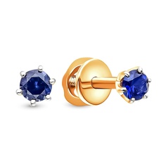 Серьги из красного золота 585Gold 102010693, сапфир искусственный