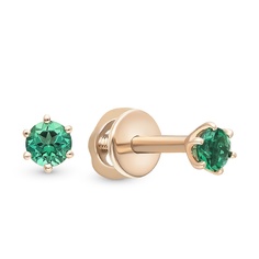 Серьги из красного золота 585Gold 102010692, изумруд искусственный