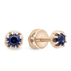 Серьги из красного золота 585Gold 102010691, сапфир искусственный