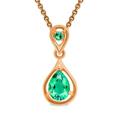 Кулон из красного золота с изумрудом искусственным 585Gold 199000253