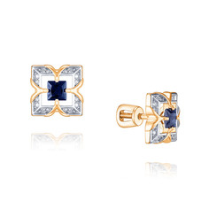 Серьги пусеты из красного золота ADAMAS 21041146/01-А50ДЧ-432, сапфир/бриллиант АДАМАС