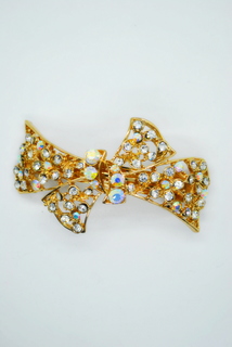 Заколка-автомат женская Fashion Jewelry Color Bow золотой/белый микс