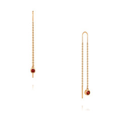 Серьги продевки из красного золота ADAMAS 25041664/01-А50-655, гранат АДАМАС