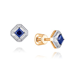 Серьги пусеты из красного золота ADAMAS 21041525/01-А50ДЧ-432, сапфир/бриллиант АДАМАС