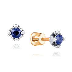 Серьги пусеты из красного золота ADAMAS 21041688/01-А50Д-542, сапфир АДАМАС