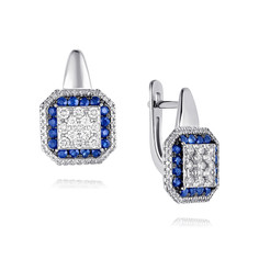 Серьги из белого золота ADAMAS 24041156/01-А51ДЧ-432, сапфир/бриллиант АДАМАС