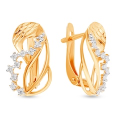 Серьги из красного золота 585Gold 4300136279, фианит