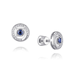 Серьги пусеты из белого золота ADAMAS 21041447/01-А51ДЧ-432, сапфир/бриллиант АДАМАС