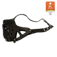 Намордник кожаный цельнокроенный, длина по носу 6,5 см, обхват морды 35 см, ротвейлер, мик Пижон