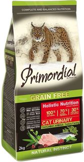 Сухой корм для кошек Primordial с индейкой и сельдью, при мочекаменной болезни, 2 кг