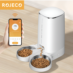 Автокормушка для животных Rojeco PTM-001EU, WIFI, 2 миски, белая 4 л Pet Project