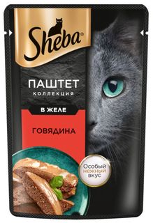 Влажный корм для кошек Sheba Нежный паштет в желе с говядиной, 75 г