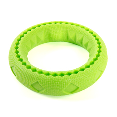 Игрушка для собак EliteDog Рифлёное кольцо, зелёная, резина, S, 11х11х2,6 см