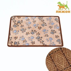 Коврик для отдыха животных, двусторонний (флис+ротанг), 55 х 45 см, бежевый Пижон