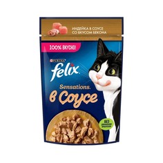 Влажный корм FELIX Sensations для кошек индейка/бекон в соусе, 75 г (26 шт) No Brand
