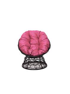 Кресло Мини с ротангом чёрное, розовая подушка 23073937 No Brand
