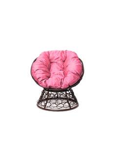 Кресло Мини с ротангом коричневое, розовая подушка 23073915 No Brand