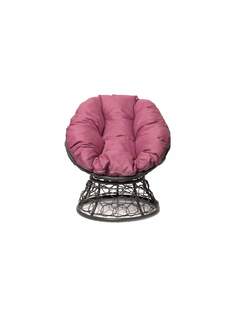 Кресло Мини с ротангом серое, розовая подушка 23073926 No Brand
