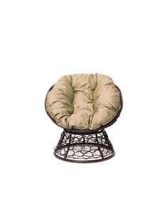 Кресло Мини с ротангом коричневое, бежевая подушка 23073907 No Brand