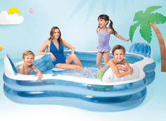 Надувной бассейн Intex 229 х 229 х 66 см, Семейный, 4 надувных сиденья 56475