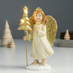 Новогодний сувенир Девочка-ангел в платье с елочкой 9498888 6х9х17 см No Brand