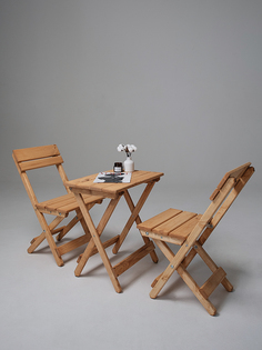 Комплект деревянный стол и стулья для бани и дачи SOGO SKLSTOLMALSTYL2-OLXA