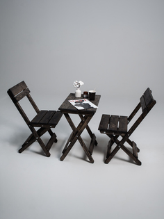 Комплект деревянный стол и стулья для бани и дачи SOGO SKLSTOLMALSTYL2-BLACK