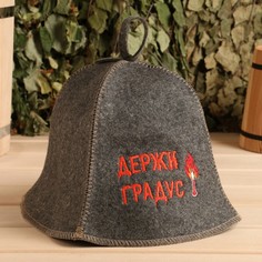 Шапка для бани Держите градус! 7663947 onesize черный No Brand