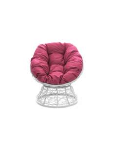 Кресло Мини с ротангом белое, розовая подушка 23073903 No Brand