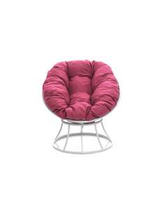 Кресло Мини без ротанга белое, розовая подушка 23073859 No Brand