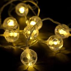 Световая гирлянда новогодняя Luazon Lighting Футбольный мяч 2433914 5 м белый теплый